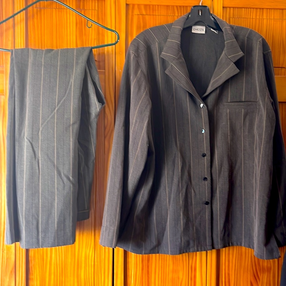 Gray tan pinstripe Chico suit